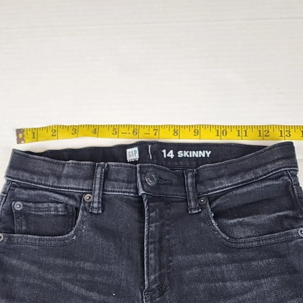 Gap black distressed skinny jeans boy sz 14